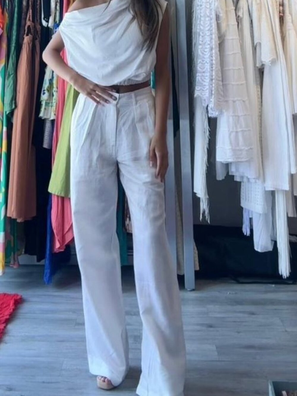 Elan White Pleated Pants